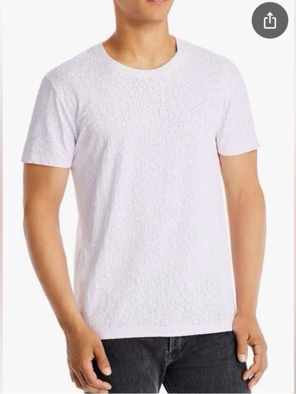 Men's White Textured Crew Neck T-Shirt